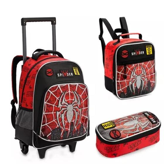 Kit Mochila Rodinha Infantil Menino 3 Peças Homem Aranha Menor preço em Kit Mochila Rodinha Infantil Menino 3 Peças Homem Aranha