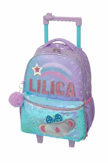 Imagem de Kit Mochila Rodinha Lanch Estojo Lilica Ripilica Make a Wish