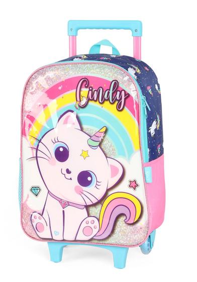 Imagem de Kit Mochila Rodinha Lancheira Cindy Gatinha Sereia Unicornio