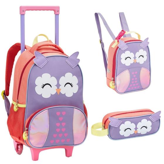 Imagem de Kit Mochila Rodinha Lancheira e Estojo Creche Infantil ZOOP