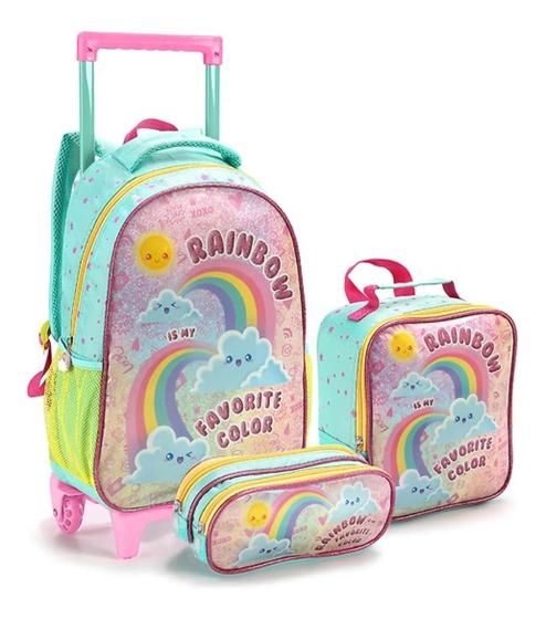 Kit Mochila Rodinha Lancheira Estampada Menina Infantil Escolar Fofa ...