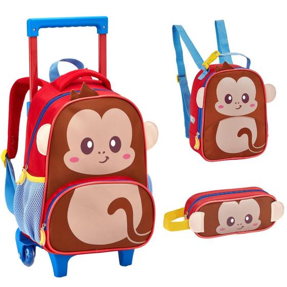 Imagem de Kit Mochila Rodinha Lancheira Estojo Creche Infantil ZOOP