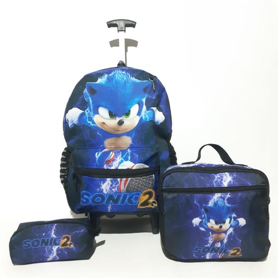 Kit Mochila, Rodinha+lancheira+estojo Sonic 2 - kit 3 pecas Menor preço em Kit Mochila, Rodinha+lancheira+estojo Sonic 2 - kit 3 pecas