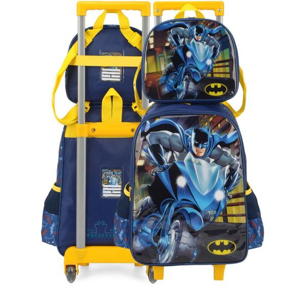 Imagem de Kit Mochila Rodinha Lancheira Heróis Dc Menino Escolar Titãs