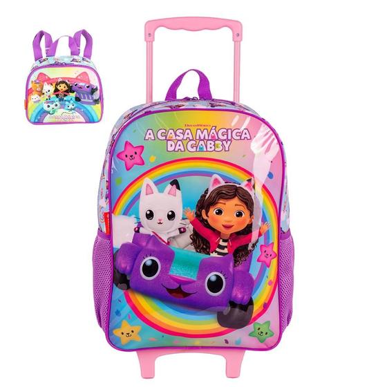 Imagem de Kit Mochila Rodinha Lanheira Sestini Gabby Rainbows Colorido