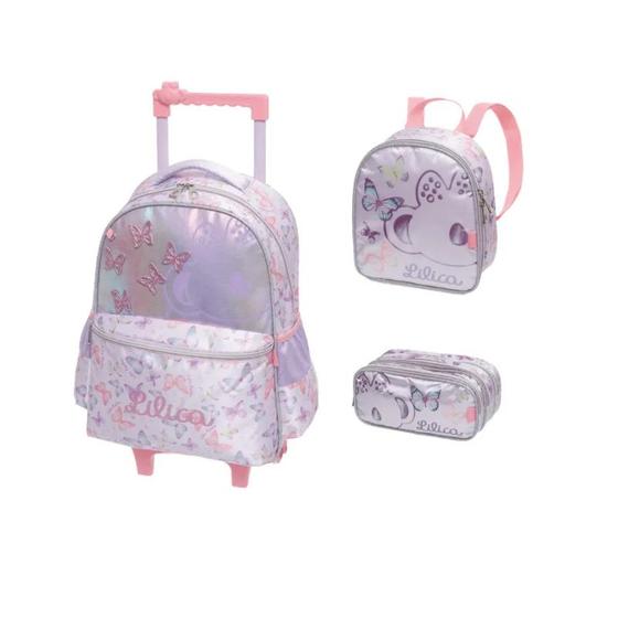 Imagem de Kit Mochila Rodinha Lilica Jardim Secreto +Lancheira+Estojo