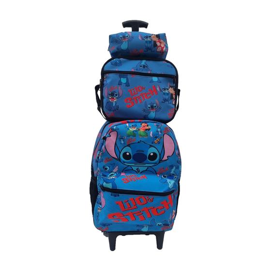 Kit Mochila Rodinha Lilo & Stitch Com Estojo E Lancheira Infantil Menor preço em Kit Mochila Rodinha Lilo & Stitch Com Estojo E Lancheira Infantil