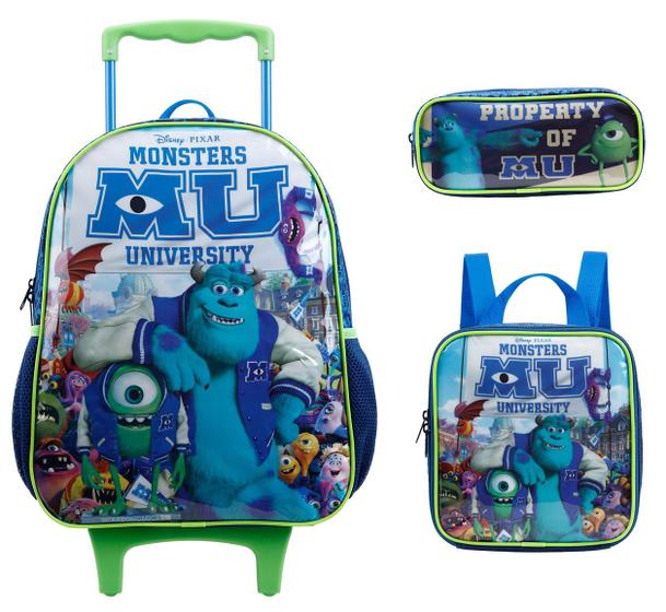 Kit Mochila Rodinha Monstros SA Universidade X Lancheira Estojo ...