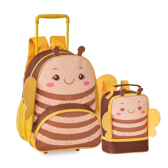 Imagem de Kit Mochila Rodinhas Abelhinha '15 C/ Lancheira Térmica Abelha Escolar/Creche Infantil - Clio