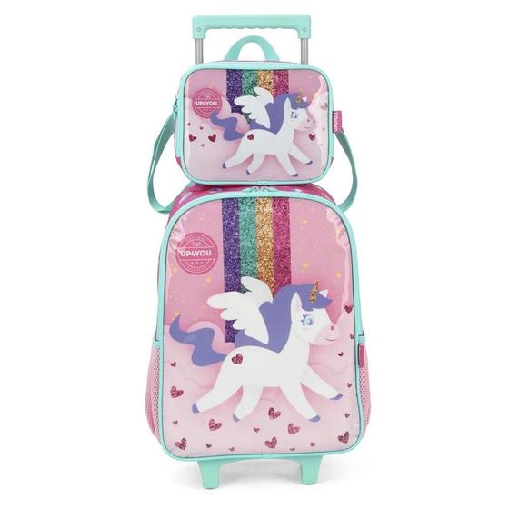 Imagem de Kit Mochila Rodinhas Com Alça Com Lancheira Unicórnio Luxcel