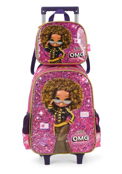 Imagem de Kit Mochila rodinhas e Lancheira infantil lol licenciado