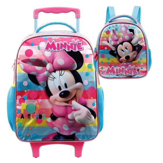 Imagem de Kit Mochila Rodinhas e Lancheira MINNIE Rosa S Xeryus 11440