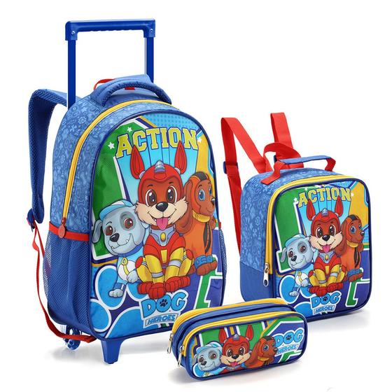 Imagem de Kit Mochila Rodinhas Escolar Infantil Menino Dog Heroes 2024