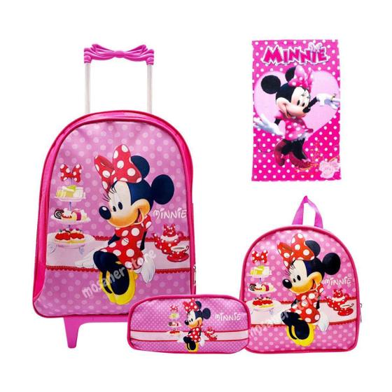 Imagem de Kit Mochila Rodinhas Feminina Minnie Com Lancheira E Estojo