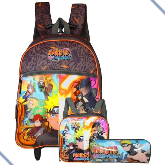 Imagem de Kit Mochila Rodinhas + Lancheira Com Estojo Naruto Shippuden