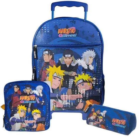 Imagem de Kit Mochila Rodinhas Lancheira Estojo Infantil Naruto Leaf