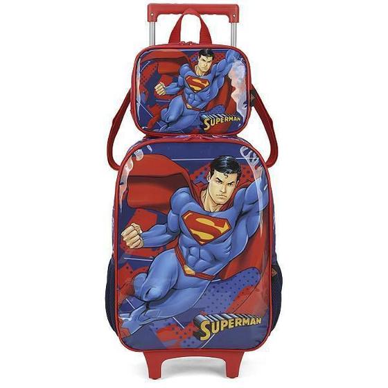 Imagem de Kit Mochila Rodinhas Lancheira Luxcel Superman ul