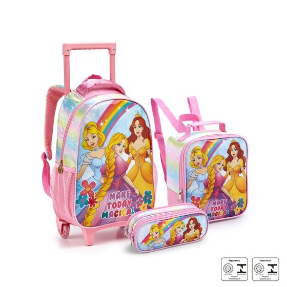 Imagem de kit mochila seanite princesas com lancheira e porta lápis