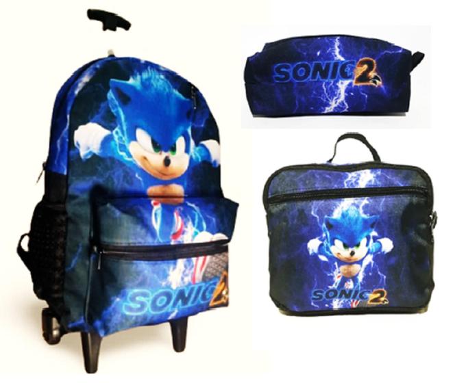 Kit Mochila Sonic Juvenil Infantil escolar de Rodinhas Menor preço em Kit Mochila Sonic Juvenil Infantil escolar de Rodinhas