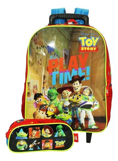 Imagem de Kit Mochila Toy Story Infantil Rodinhas Estojo Escolar Menin