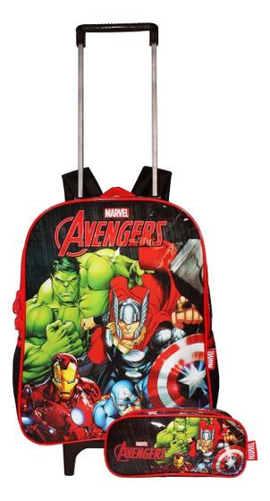 Imagem de Kit Mochila Vingadores Avengers Escolar Rodinhas