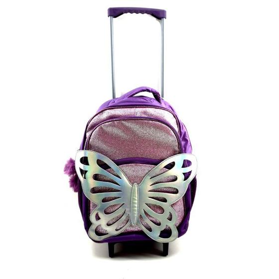 Imagem de Kit Mochila Yins Escolar De Carrinho Infantil Menina + Lancheira + Estojo Butterlfy - Ref YS42143