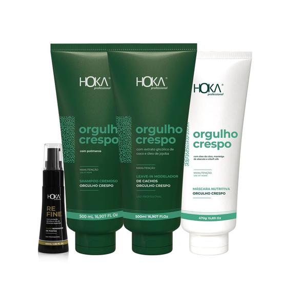 Imagem de Kit modelagem de cachos orgulho crespo  gloss reparador de pontas hoka