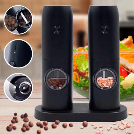 Imagem de Kit Moedor Elétrico Para Grãos Café Sal E Pimenta Com Ajuste Grosso