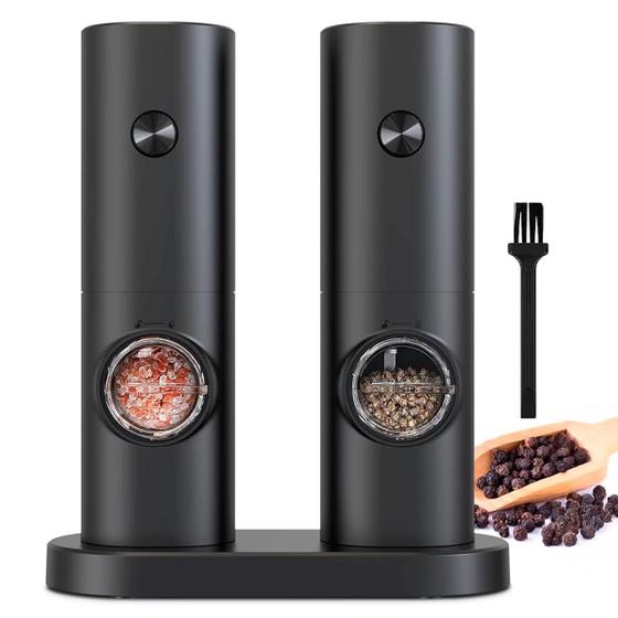 Imagem de Kit Moedor Elétrico Para Grãos De Café Pimenta E Sal Grosso Com Regulagem