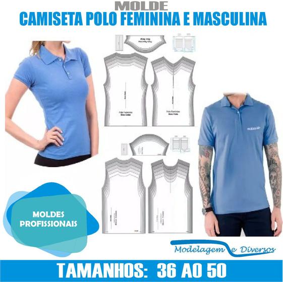 minimum Infer ventilation Kit Molde Camisa Polo Masculina E Feminina, Modelagem&Diversos, Tamanhos Pp  Ao Gg - Camisete - Magazine Luiza