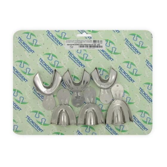 Imagem de Kit moldeira inox lisa c/6 dentado - tecnodent