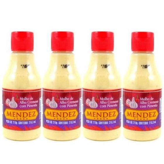 Imagem de Kit Molho De Alho Mendez 215Ml 04 Cremoso Com Pimenta