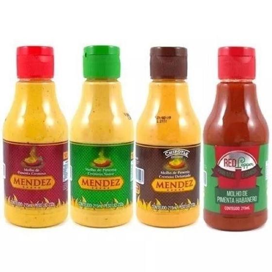 Imagem de Kit Molho De Pimenta Mendez 215Ml 04 Frasco Cremosa Habanero