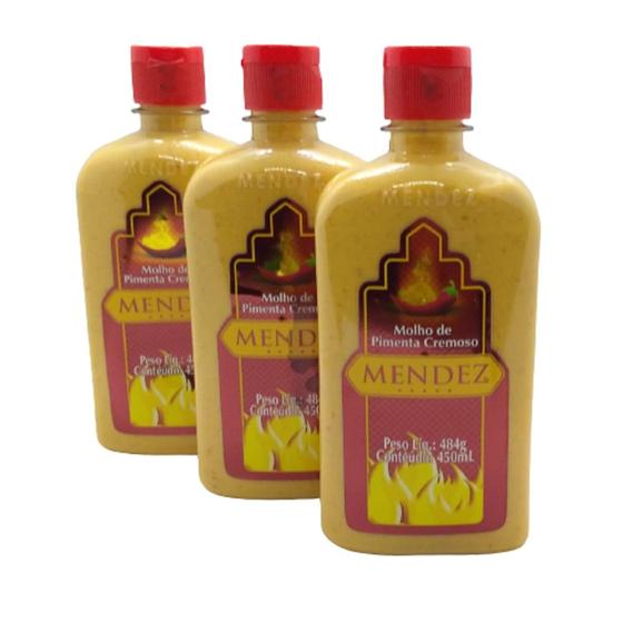 Imagem de Kit Molho de Pimenta Mendez 450ml 03 Cremosa Tradicional