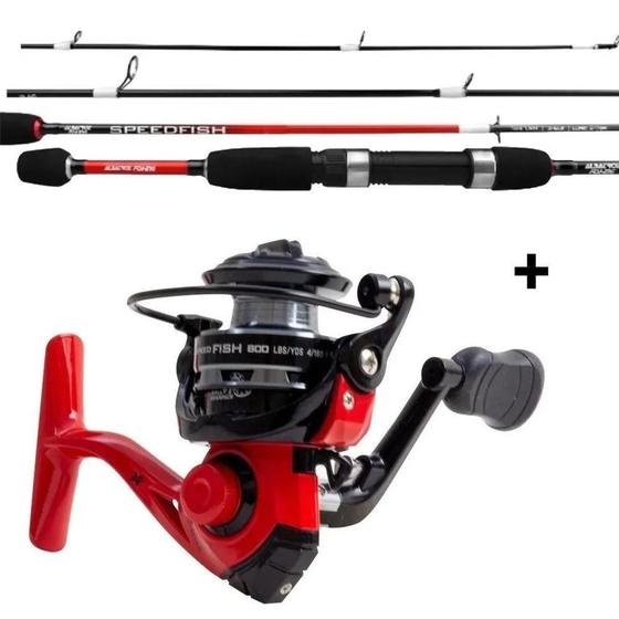 Imagem de Kit Molinete Micro Speedfish 800 - Vermelho + Vara Speed Fish 1501 1,50mts 1 Parte - Albatroz