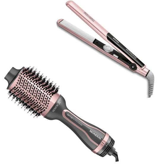 Imagem de Kit Mondial Escova de cabelo ES-11 e Prancha P-20 Bivolt