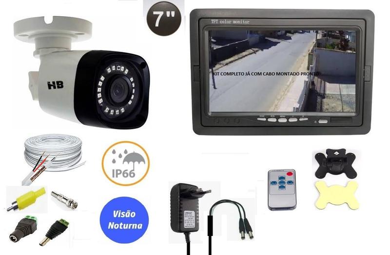 Kit Monitor 7 Lcd com 1 Camera Infravermelho e 20mts Cabo Menor preço em Kit Monitor 7 Lcd com 1 Camera Infravermelho e 20mts Cabo