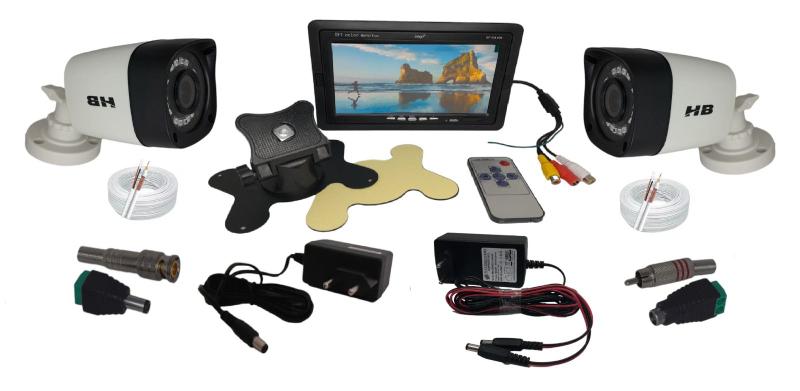 Imagem de Kit Monitor 7" LCD  com  2 Câmeras Full e  100mts Cabo