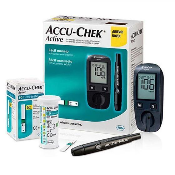 Kit monitor de glicemia active - Accu-Chek Menor preço em Kit monitor de glicemia active - Accu-Chek