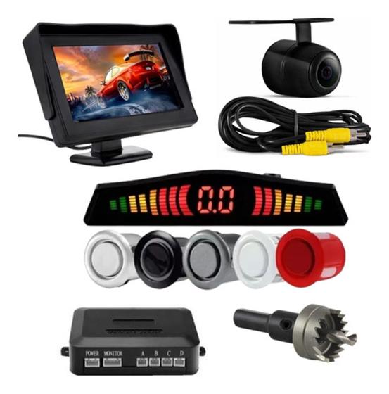 Imagem de Kit Monitor Lcd 4.3 Com Camera + Sensor De Estacionamento Re
