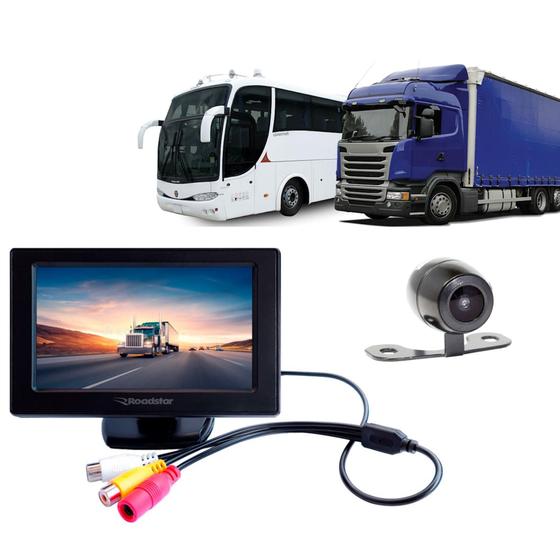 Imagem de Kit Monitor Veicular TFT para Caminhão, Ônibus, Vans, Micro-ônibus 4.3 Polegadas 24V Roadstar com Câmera de ré