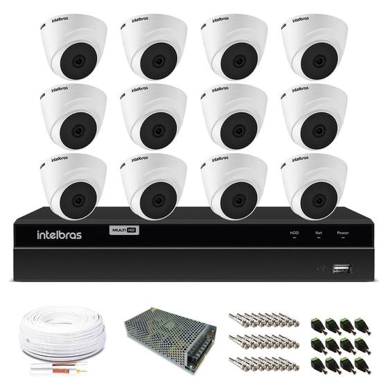 Imagem de Kit Monitoramento Intelbras com 12 Câmeras de Segurança Dome 1080p