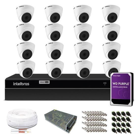 Imagem de Kit Monitoramento Intelbras com 16 Câmeras de Segurança Dome 720p