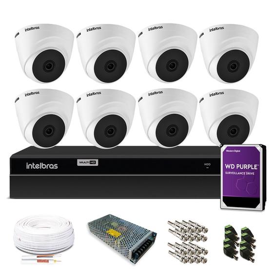 Imagem de Kit Monitoramento Intelbras com 8 Câmeras de Segurança Dome 720p