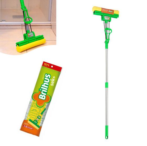 Imagem de Kit Mop Brilhus Sek+ Cabo Extensível Com Refil Extra Limpeza Chão Água Bettanin