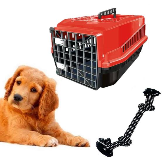 Imagem de Kit Mordedor Corda Pet Interativo + Caixa Transporte Pet N4