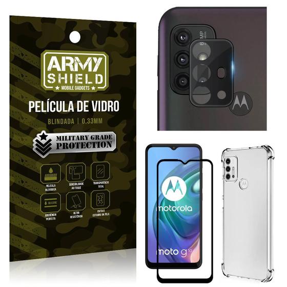 Imagem de Kit Moto G10 Película de Câmera + Película 3D + Capa Anti Impacto - Armyshield