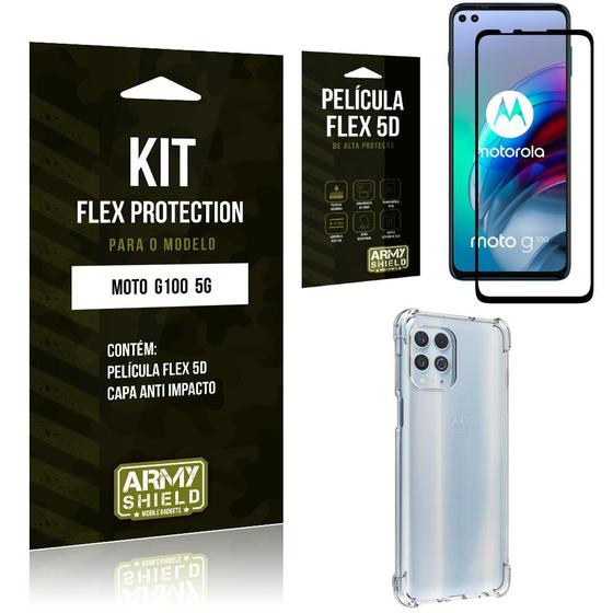 Imagem de Kit Moto G100 5G Flex Protection com Película Flex + Capa Anti Impacto - Armyshield