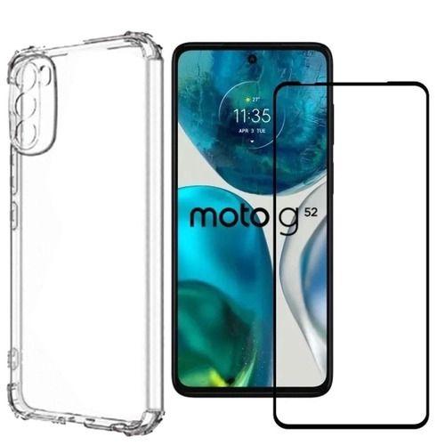 Imagem de Kit Moto G52 5G - Película de Ceramica 9D + Capa Transparente Anti Impactos