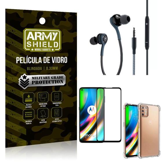 Imagem de Kit Moto G9 Plus Fone Extreme + Capa Anti Impacto + Película 3D - Armyshield